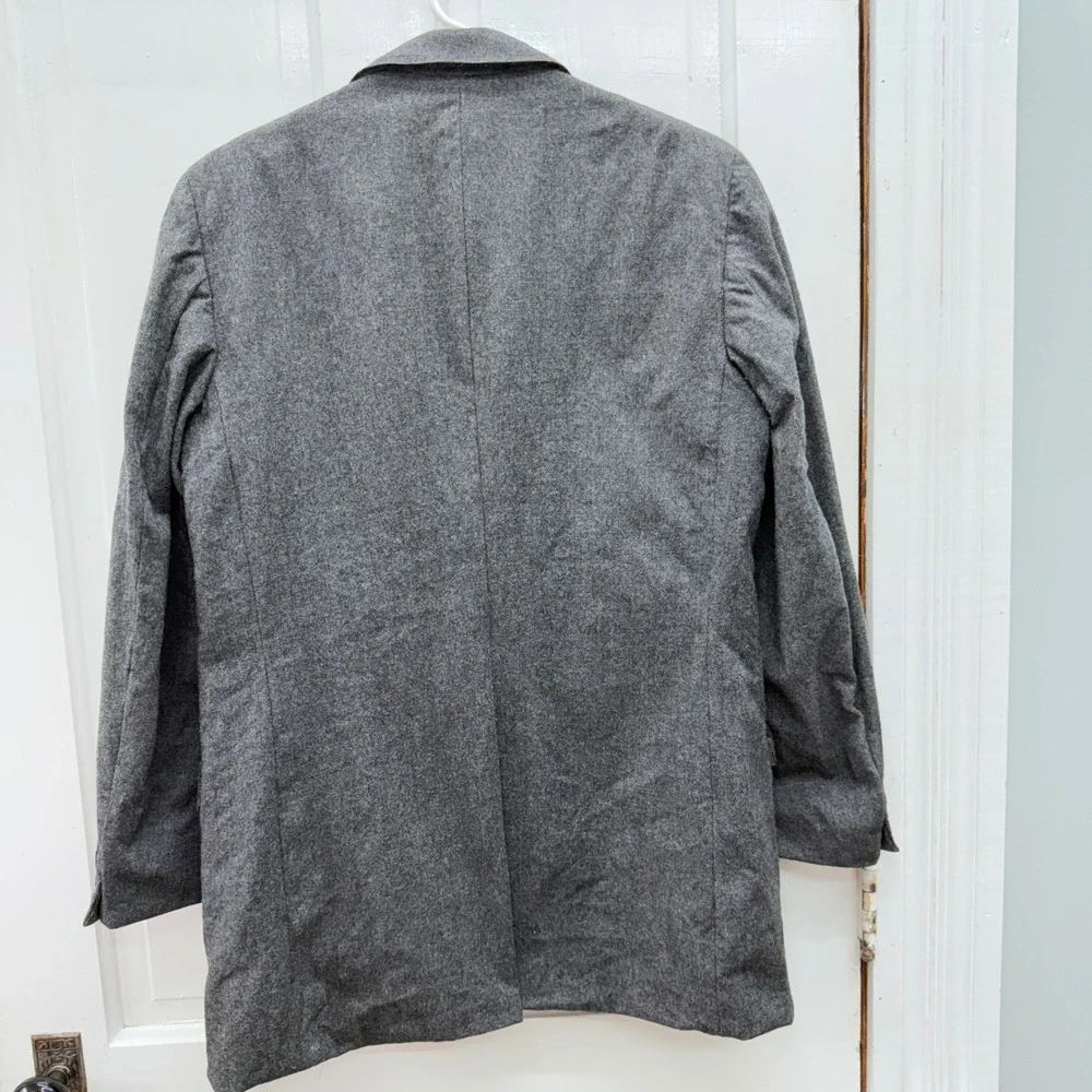 Vintage Chaps Ralph Lauren Mens Grey Virgin Wool 2 Piece Suit Jacket Vest Tweed